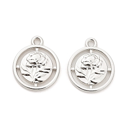 Платина Стойки подвески обшивки сплава, плоский круглый с цветными чарами, платина, 19x16x2.5 мм, отверстие : 1.8 мм