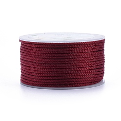 Dark Red Polyester Braided Cords, for Jewelry Making Beading Crafting, Dark Red, 2mm, about 21.87 yards(20m)/roll