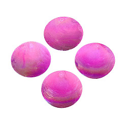 Фуксин Подвески из натуральной ракушки капиз, окрашенные распылением, AB цвет, Дисковые подвески, фуксиново-красные, 50x0.5~1 мм, отверстие : 1.4~1.5 мм