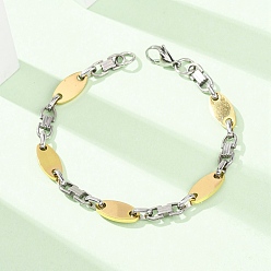 Золотой & Цвет Нержавеющей Стали 304 Браслеты из нержавеющей стали с овальными звеньями для женщин и мужчин, ионное покрытие (ip), золотые и нержавеющая сталь цвет, 9.25 дюйм (23.5 см)