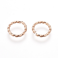 Розовое Золото 304 из нержавеющей стали открыты кольца прыжок, витых круглых, розовое золото , 18 датчик, 8x1 мм, внутренний диаметр: 6 мм