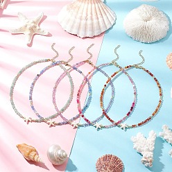 (52) Непрозрачная лаванда 5 шт. 5 цвета: летний пляжный натуральный аметист, зеленый авантюрин и окрашенный агат, круглые бусы, ожерелья из синтетической бирюзы с морскими звездами, золотые, разноцветные, 14.76 дюйм (37.5 см), 1 шт / цвет