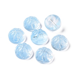 Licht Himmel blau Transparente sprühlackierte Glasperlen, gedämpfte gefüllte Brötchenform, Licht Himmel blau, 12x8 mm, Bohrung: 1.2 mm