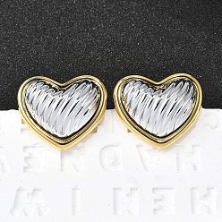 Платиновый & Золотой 304 из нержавеющей стали серьги, двухцветное сердце, вакуумное покрытие pvd, платиной и золотом, 20x23 мм