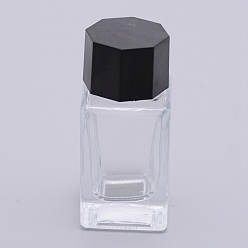 Clear Glass Fountain Pen Ink Bottle, with ABS Plastic Bottle Cap, Cuboid, Clear, 2.9x2.9x6.6cm, Capacity: 20ml