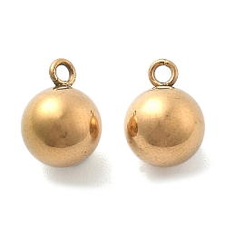 Настоящее золото 18K Ионное покрытие (ip) 304 брелоки из нержавеющей стали, круглый шарм, реальный 18 k позолоченный, 10.8x8 мм, отверстие : 1.6 мм