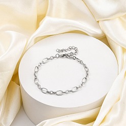 Нержавеющая Сталь Цвет 304 из нержавеющей стали ссылка браслеты, кабельные цепи ювелирные изделия для женщин, цвет нержавеющей стали, 7 дюйм (17.8 см)