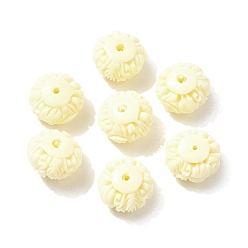 Бежевый Резные бусины из синтетического коралла, цветок, бежевые, 13~14x8.5 мм, отверстие : 1.2 мм