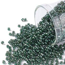 (373) Inside Color Black Diamond/Dk Green TOHO Round Seed Beads, Japanese Seed Beads, (373) Inside Color Black Diamond/Dk Green, 11/0, 2.2mm, Hole: 0.8mm, about 5555pcs/50g