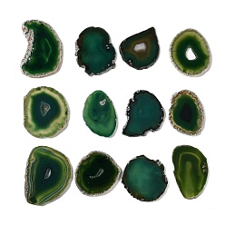 Зеленый Кабошоны из натурального друзового агата, окрашенная и подогревом, самородки, зелёные, 48~105x39~68x4~7 мм, Около 25 шт / 1000 г