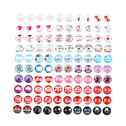 Mixed Color Glass Cabochons, Half Round/Dome with Nurses' Day Pattern, Mixed Color, 12x4.8mm, about 100pcs/bag