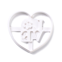 White Plastic Mold, Cookie Cutters, Cookies Moulds, DIY Biscuit Baking Tool, Heart with Love, White, 80.5x85.5x10mm