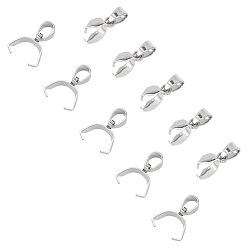Stainless Steel Color 304 Stainless Steel Ice Pick Pinch Bails, Stainless Steel Color, 12x9x4mm, Hole: 3mm, Pin: 0.4x0.75mm, 50pcs/box
