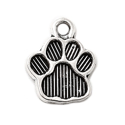 Античное Серебро Собака Прайнтс тибетский стиль настройки сплава кулон эмали, без кадмия и без свинца, античное серебро, 15x12x2 мм, отверстие : 2 мм, Около 1160 шт / 1000 г
