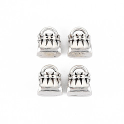 Antik Silber Farbe Tibetische Stil Legierung Großlochperlen, cadmiumfrei und bleifrei, Tasche, Antik Silber Farbe, 12x9x8 mm, Bohrung: 4.5 mm, ca. 590 Stk. / 1000 g