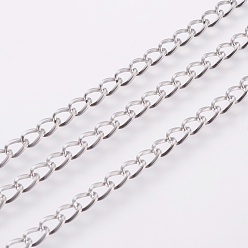 Нержавеющая Сталь Цвет Устойчивые к потускнению 304 цепи из нержавеющей стали, с катушкой, несварные, цвет нержавеющей стали, 6x4x2 мм, около 32.8 футов (10 м) / рулон