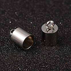 Stainless Steel Color Tarnish Resistant 304 Stainless Steel Cord Ends, End Caps, Stainless Steel Color, 11x7mm, Hole: 2~3mm, Inner Diameter: 6mm