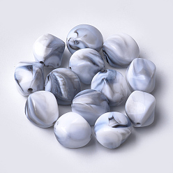 Белый Дым Акриловые бусины, Стиль имитация драгоценных камней, самородки, серый, 15.5x12x12 мм, Отверстие : 1.8 мм , около 310 шт / 500 г