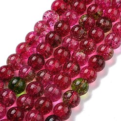 Коричневый Треск стекла раунд шарик нити, коричневые, 10 мм, отверстие : 0.8 мм, около 40 шт / нитка, 14.96 дюйм (38 см)