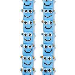 Светло-Голубой Бусы лэмпворк ручной работы, робот, Небесно-голубой, 16x19.5x9.5 мм, отверстие : 1.8 мм, около 30 шт / нитка, 18.90'' (48 см)