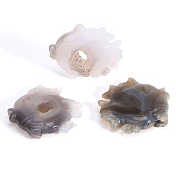 Fish Резные фигурки из натурального серого агата, для домашнего украшения рабочего стола, рыба, 55x54 мм