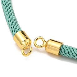 Medium Aquamarine Nylon Cords Bracelet Makings Fit for Connector Charms, with Brass Findings and 304 Stainless Steel Lobster Claw Clasps, Long-Lasting Plated, Medium Aquamarine, 6-1/2~6-3/4 inch(16.5~17cm), Hole: 1.8mm