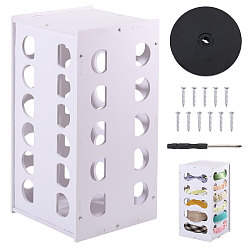 Blanc Supports de rangement rotatifs en PVC pour bandeaux, rectangle, blanc, 18x18x35.5 cm