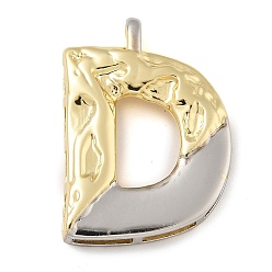 Letter D Латунные подвески, без кадмия, без никеля и без свинца, настоящее 18k позолоченное и платиновое, письмо амулеты, Буква D, 28x20x4.5 мм, отверстие : 4x2 мм