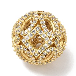 Настоящее золото 18K Стойки обшивки латунь микро проложить кубического циркония бусы, долговечный, без свинца и без кадмия, полый круглый, реальный 18 k позолоченный, 14 мм, отверстие : 2 мм