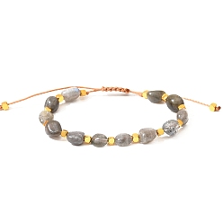 Grey Moonstone Браслеты из плетеных бусин из натурального серого лунного камня, 6-1/4~10-5/8 дюйм (16~25 см)