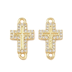 Настоящее золото 18K Подвески-соединители с микропаве из прозрачного кубического циркония из латуни, без кадмия и без свинца, стойки покрытие, долговечный, реальный 18 k позолоченный, 16x9x2 мм, отверстие : 1.2 мм
