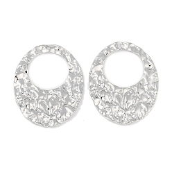 Нержавеющая Сталь Цвет Не тускнеющие 304 подвески из нержавеющей стали, фактурный овальный шарм, цвет нержавеющей стали, 44x34x2.1 мм, отверстие : 1.8 мм