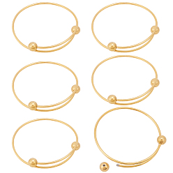 Настоящее золото 18K 6шт. регулируемые 304 изготовление браслета-манжеты из нержавеющей стали, с разборным шаром, браслеты крутящего момента, реальный 18 k позолоченный, внутренний диаметр: 2 дюйм (5 см)