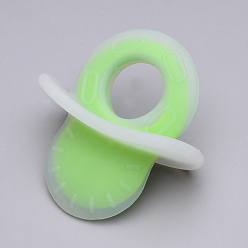 Lawn Green Food Grade Eco-Friendly Silicone Big Pendants, Dummy Pacifier, Lawn Green, 78~79x74.5x42~43mm, Inner Diameter: 24.5mm