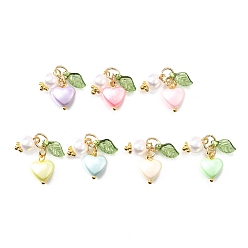 (52) Непрозрачная лаванда Имитация жемчуга акриловыми подвесками, сердце, с имитацией жемчуга из АБС-пластика и прозрачным акрилом, с целью перехода в кольце, разноцветные, 11.5x9x5 мм, отверстие : 4.6 мм