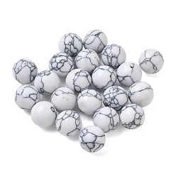 White Dyed Synthetic Turquoise Sphere Beads, Round, No Hole/Undrilled, White, 10mm