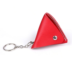 Red Imitation Leather Mini Triangle Women's Wallet Keychian, with Metal Key Ring, Red, 23.5x7.7cm