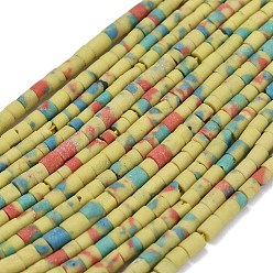 Желтый Окрашенные синтетические бирюзовые бусы нити, колонка, желтые, 2~2.5x2~3 мм, отверстие : 0.7 мм, около 140~143 шт / нитка, 12.40''~12.60'' (31.5~32 см)