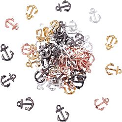 Gemischte Farbe Messing Anhänger & Charms, Anker, Gemischte Farbe, 16x11.5x1.8 mm, Bohrung: 2 mm, 4 Farben, 20 Stk. je Farbe, 80 Stück / Karton