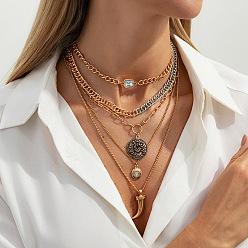 Disc Ожерелья из сплава унисекс, ожерелья шкентеля, платиной и золотом, диск, 13.78 дюйм (35 см) ~ 20.08 дюйм (51 см)