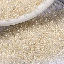 (RR281) Pale Peach Lined Crystal AB MIYUKI Round Rocailles Beads, Japanese Seed Beads, (RR281) Pale Peach Lined Crystal AB, 15/0, 1.5mm, Hole: 0.7mm, about 5555pcs/bottle, 10g/bottle
