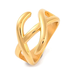 Золотой Ионное покрытие (IP) 304 женские кольца на палец крест-накрест из нержавеющей стали, золотые, 15 мм, размер США 7 (17.3 мм)