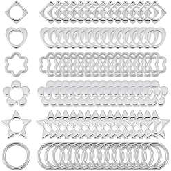 Платина 180шт 6 стили 2-отверстие ccb пластиковая бусина рамка, платина, 10~15.5x10~16x3.5 мм, отверстие : 1.6~2 мм, 30 шт / стиль