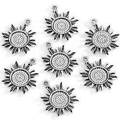 Античное Серебро Сеттинги для кулона(кабошонов), сплав, солнце, античное серебро, лоток : 8 мм, 20.5x18x1.5 мм, отверстие : 2 мм