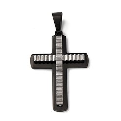 Черный 304 подвески из нержавеющей стали, крест очарование, чёрные, 40x27x4 мм, отверстие : 9x5 мм