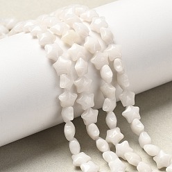 Белый Нефрит Бусины из натурального белого нефрита, звезда, 7.5x7.5x4.5 мм, отверстие : 0.7 мм, около 56 шт / нитка, 14.96 дюйм (38 см)