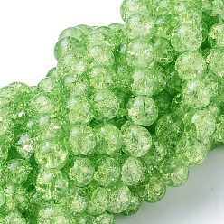 Бледно-Зеленый Стеклянные бусины кракле, круглые, бледно-зеленый, 8 мм, отверстие : 1.3~1.6 мм, 31.4 дюйм