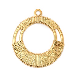 Золотой 304 подвески из нержавеющей стали, круглое кольцо-шарм, золотые, 34x30x1.5 мм, отверстие : 2 мм