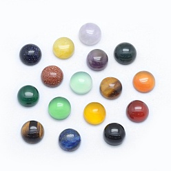 Mixed Stone Natural & Synthetic Mixed Stone Cabochons, Flat Round, 8x3~4mm