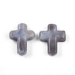 Темно-Серый Бусины лэмпворк , крестик, темно-серый, 24~26x20~20.5x6~7.5 мм, отверстие : 1.6~1.8 мм